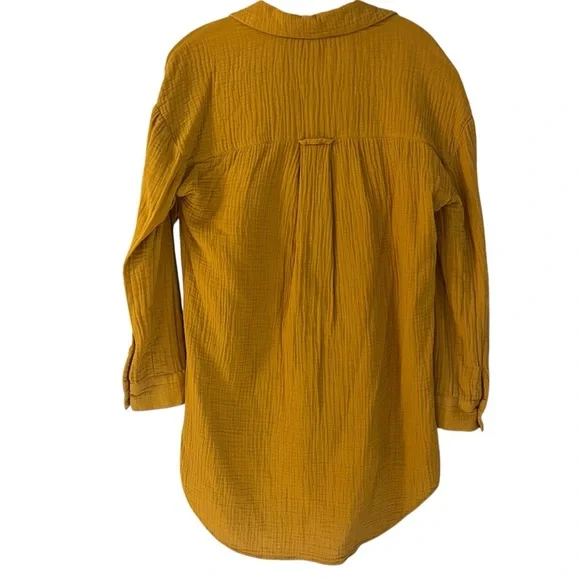 Cupio Textured 100% Cotton Mustard Yellow Tunic Top Sz M - Picture 3 of 9
